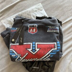 YoungLA Charcoal Sweatshirt with Red and Blue Graphics